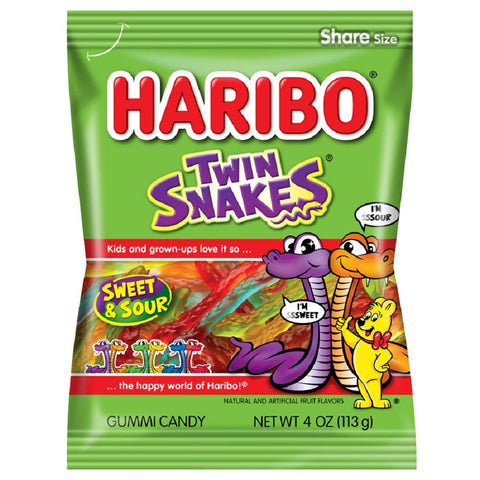 Haribo Gummi Candy, Twin Snakes, 4 oz. Bag (Pack of 12)