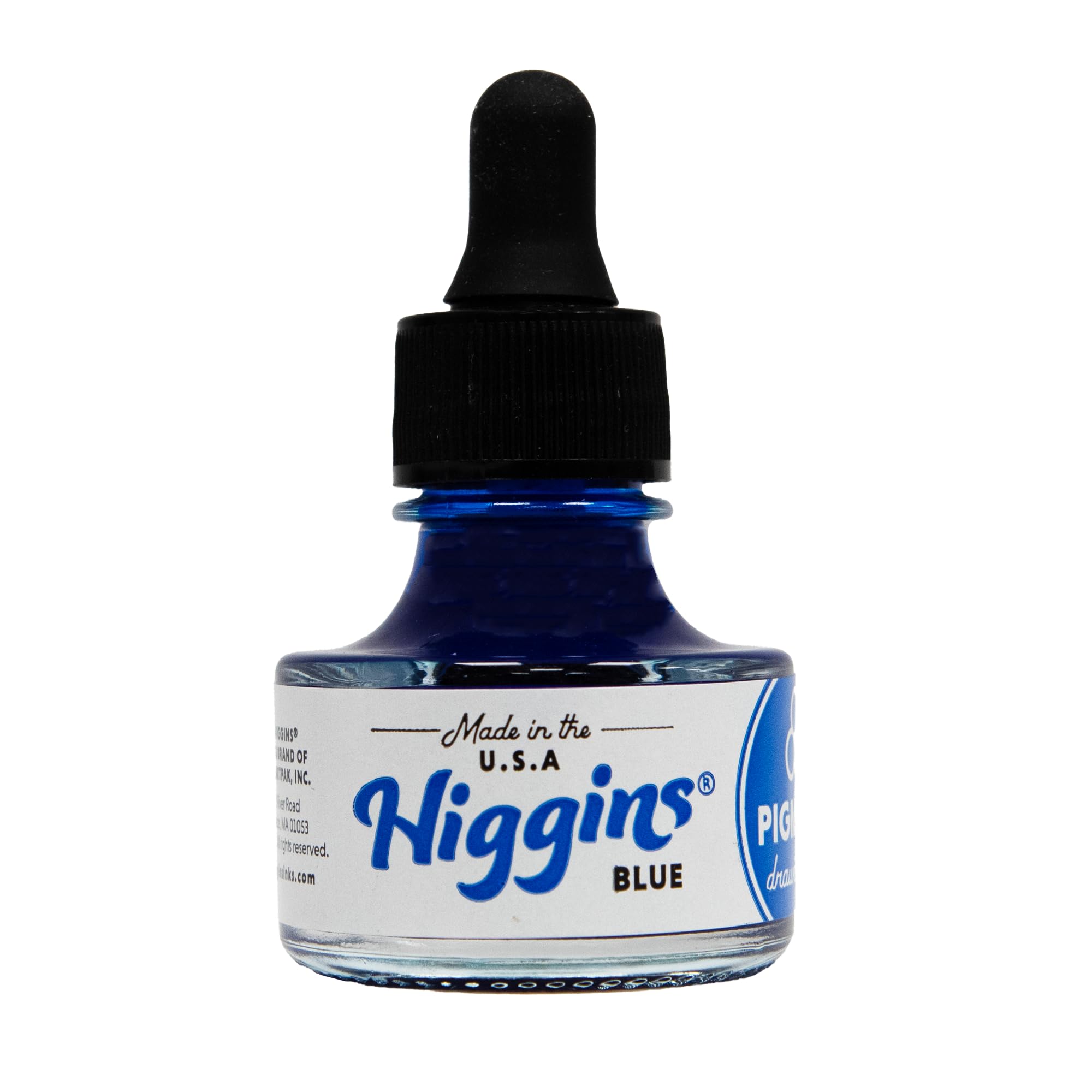Higgins Blue Pigmented Drawing Ink - for Artists and Students - 1 oz. Glass Bottle (HIG44685)