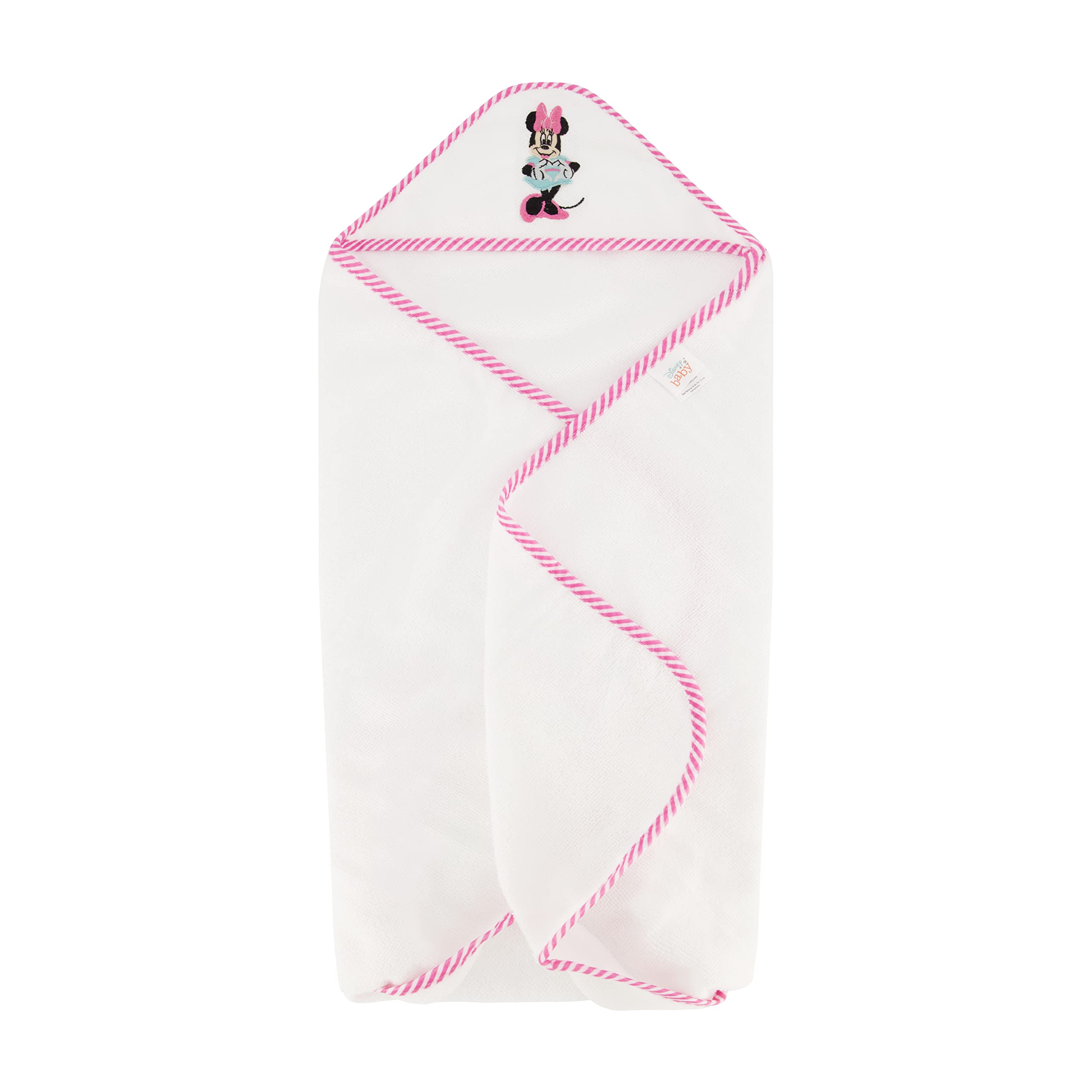 Disney Cudlie Baby Girl Minnie Mouse 2 Pack Rolled/Carded Hooded Towels in Happy Dots Print
