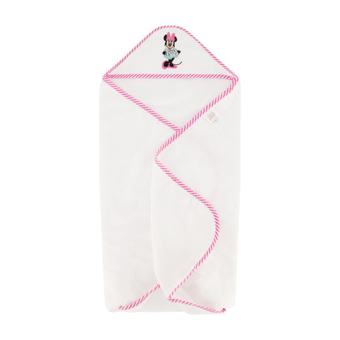 Disney Cudlie Baby Girl Minnie Mouse 2 Pack Rolled/Carded Hooded Towels in Happy Dots Print