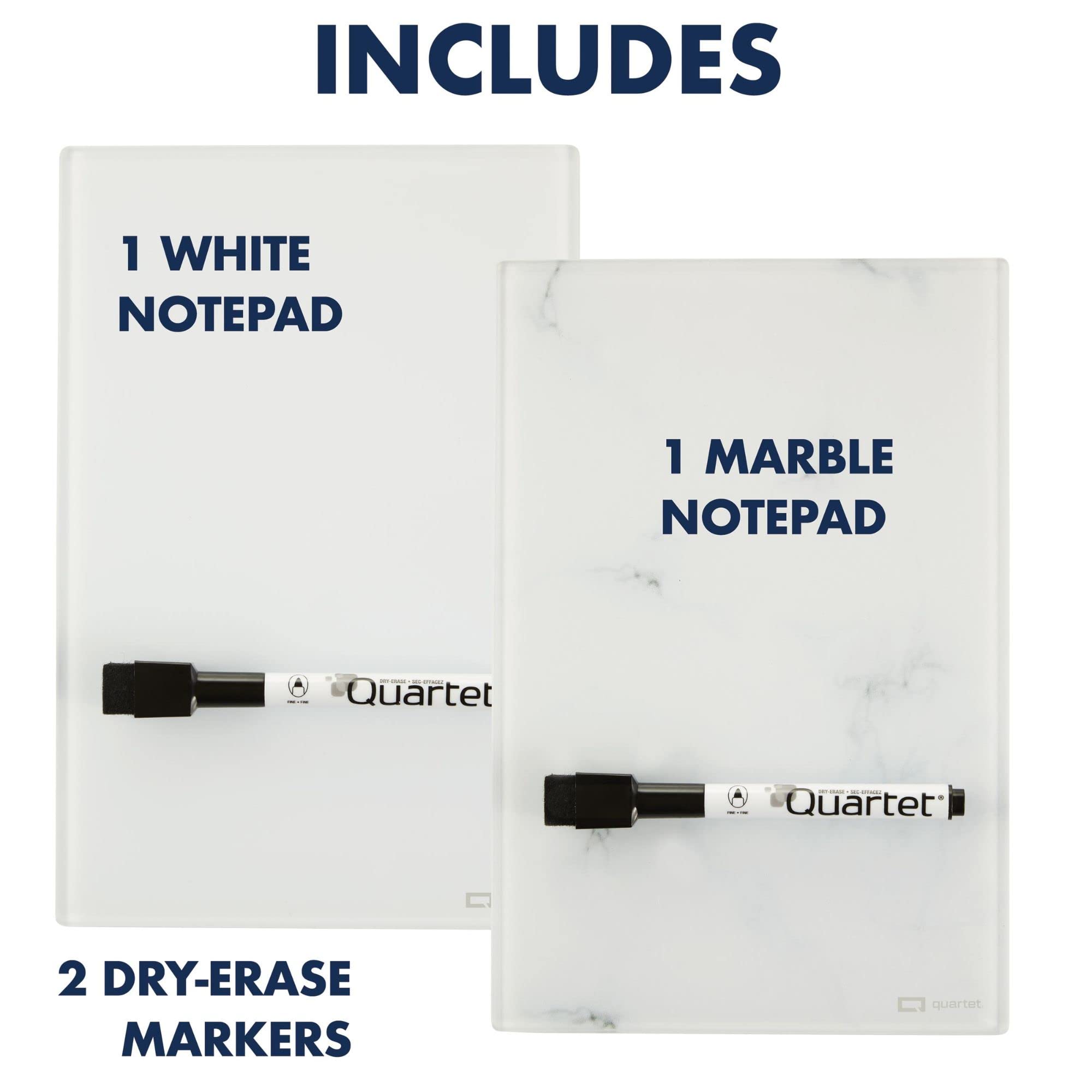 Quartet Glass Desktop Notepad, 9" x 6", Whiteboard, Dry Erase Surface, Dot/White, 2 Pack (GDP96D)