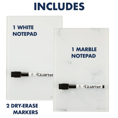 Quartet Glass Desktop Notepad, 9" x 6", Whiteboard, Dry Erase Surface, Dot/White, 2 Pack (GDP96D)