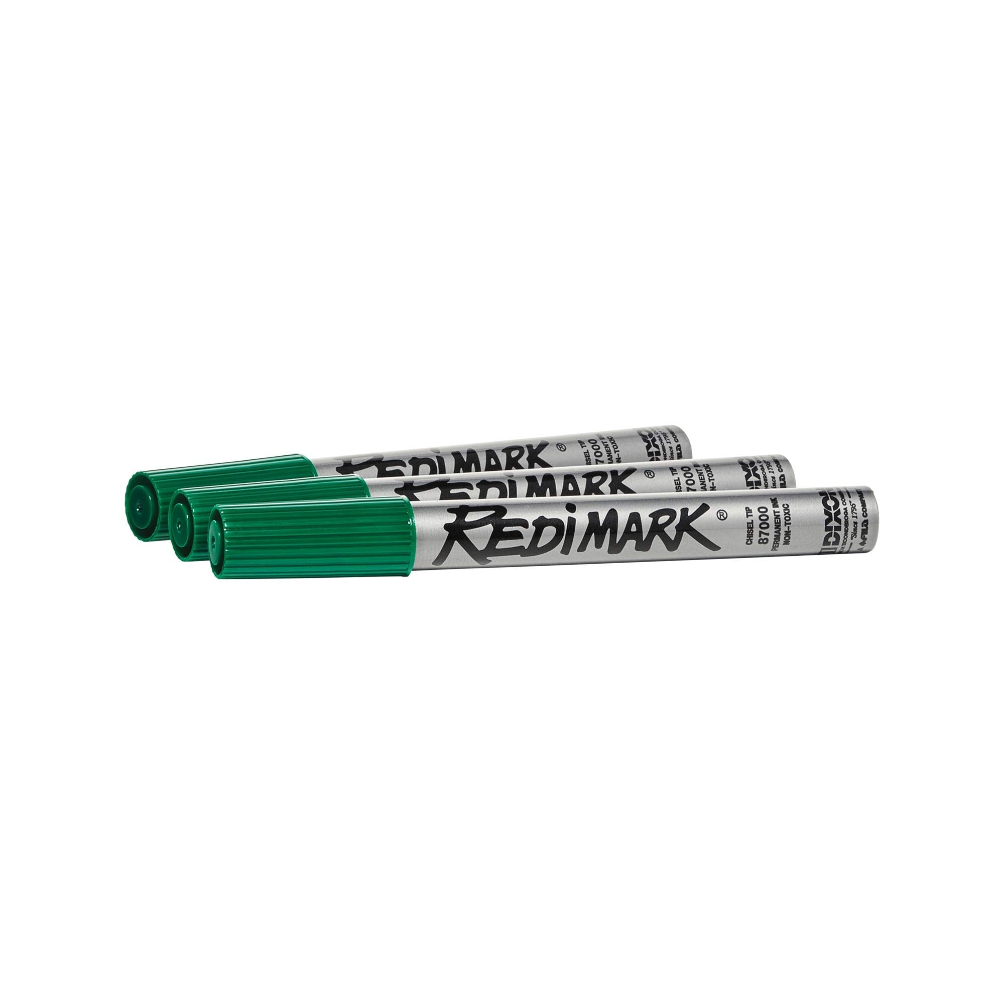 DIXON Industrial RediMark Permanent Markers, Chisel Point, Metal Barrel, Box of 12 Markers, Green (87140)