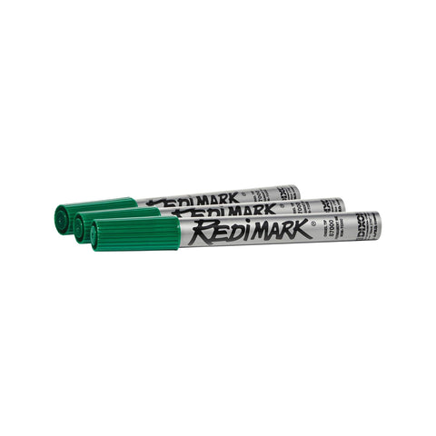DIXON Industrial RediMark Permanent Markers, Chisel Point, Metal Barrel, Box of 12 Markers, Green (87140)