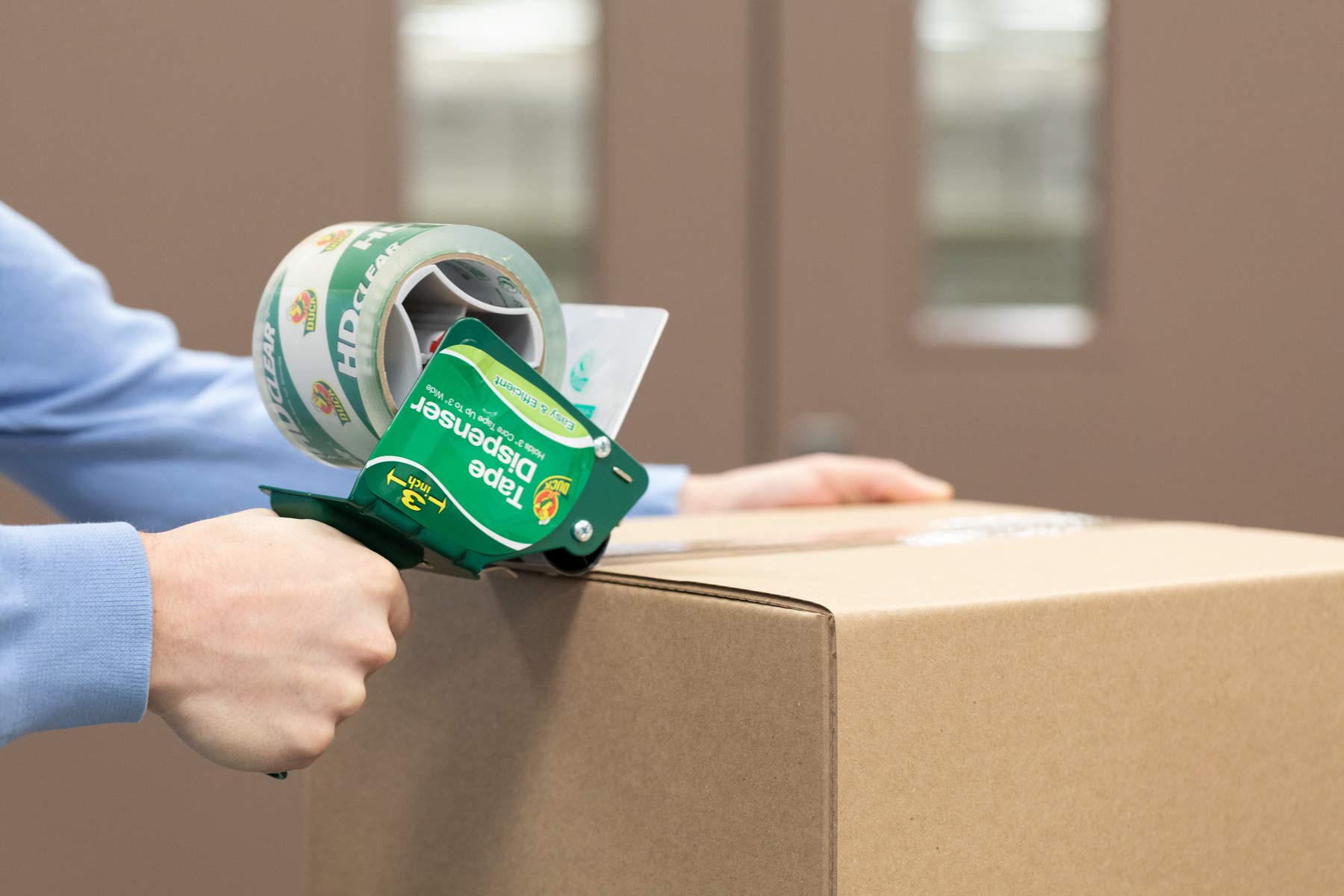 Duck Brand Standard Tape Gun with Pistol Grip Handle - Compatible with 3" Core Packing Tape Refill Rolls up to 3 Inches Wide - Green (1064012)