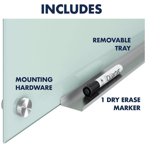 Quartet Whiteboard, Glass Dry Erase Board, Non-Magnetic, 8' x 4', Infinity Frameless Mounting, Includes Dry Erase Marker, Frosted White (G9648F)