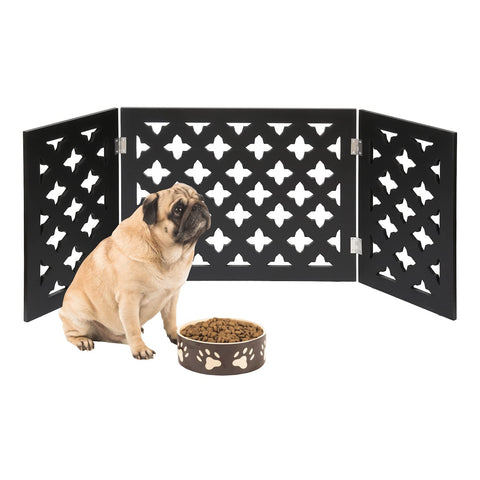 Indoor/Outdoor Solid Wood Starlight Design Freestanding Foldable Adjustable 3-Section Pet Gate