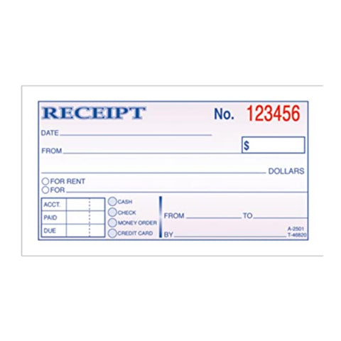 TOPS Money Receipt Book, 2-Part, Carbonless, 2 5/8 x 5 3/8 Inches, 50 Sheets, White and Canary, (46820)