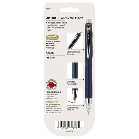Uni-Ball Jetstream RT Pens - NY Times Wirecutter Best Pen for Over a Decade - Pack of 3 Black Fine Point Pens, 0.7mm - Back to School Pens, Ballpoint Pens