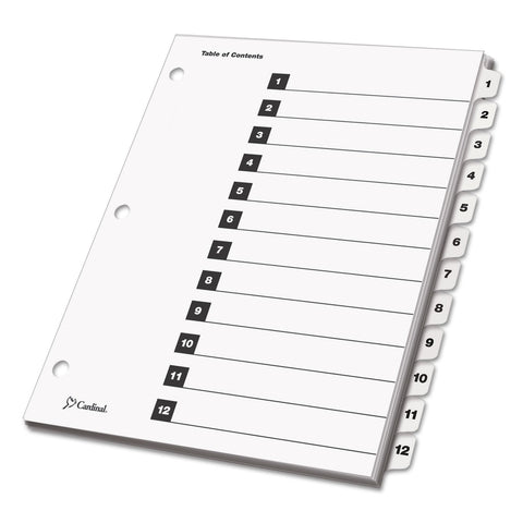 Cardinal OneStep Index System, 12-Tab, Numbered, White, 1 Set (61213)