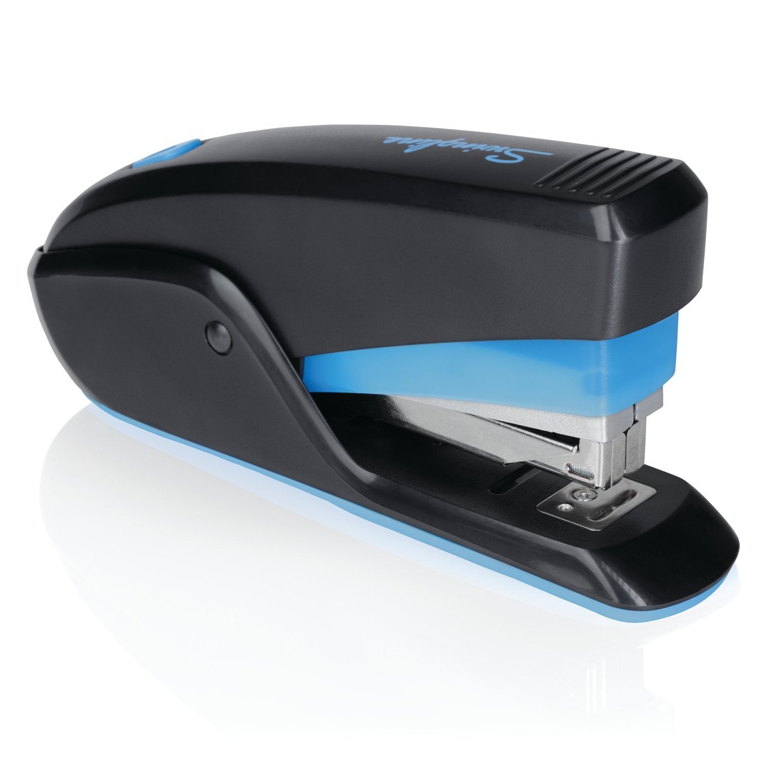 Swingline Stapler, Quick Touch Reduced Effort Stapling, Compact, 15 Sheets, Black/Blue (S7064564)