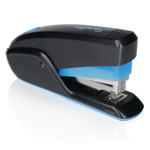 Swingline Stapler, Quick Touch Reduced Effort Stapling, Compact, 15 Sheets, Black/Blue (S7064564)