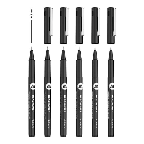 Molotow Blackliner Pen, .2mm Tip, Black Permanent Ink, 1 Each (703.203)