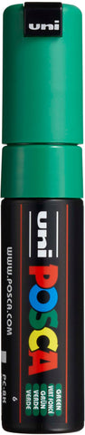 Uni Posca PC-8K Marker - Green | 8mm Broad Chisel Tip Marker Suitable for Most Art and Craft Projects | Water-resistant ink for Extensive Backgrounds and Professional Art Projects