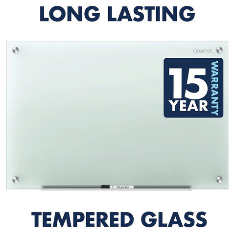 Quartet Whiteboard, Glass Dry Erase Board, Non-Magnetic, 8' x 4', Infinity Frameless Mounting, Includes Dry Erase Marker, Frosted White (G9648F)