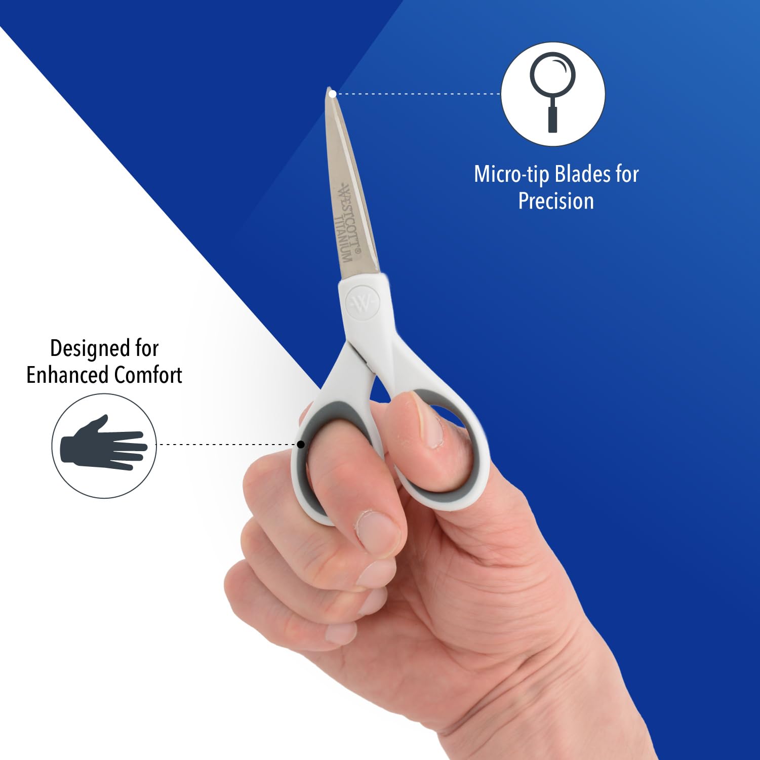 Westcott 5-Inch Micro-Tip Fabric Scissors with Titanium-Bonded Blades - Craft Scissors for Paper and Fabric, Sewing, and More