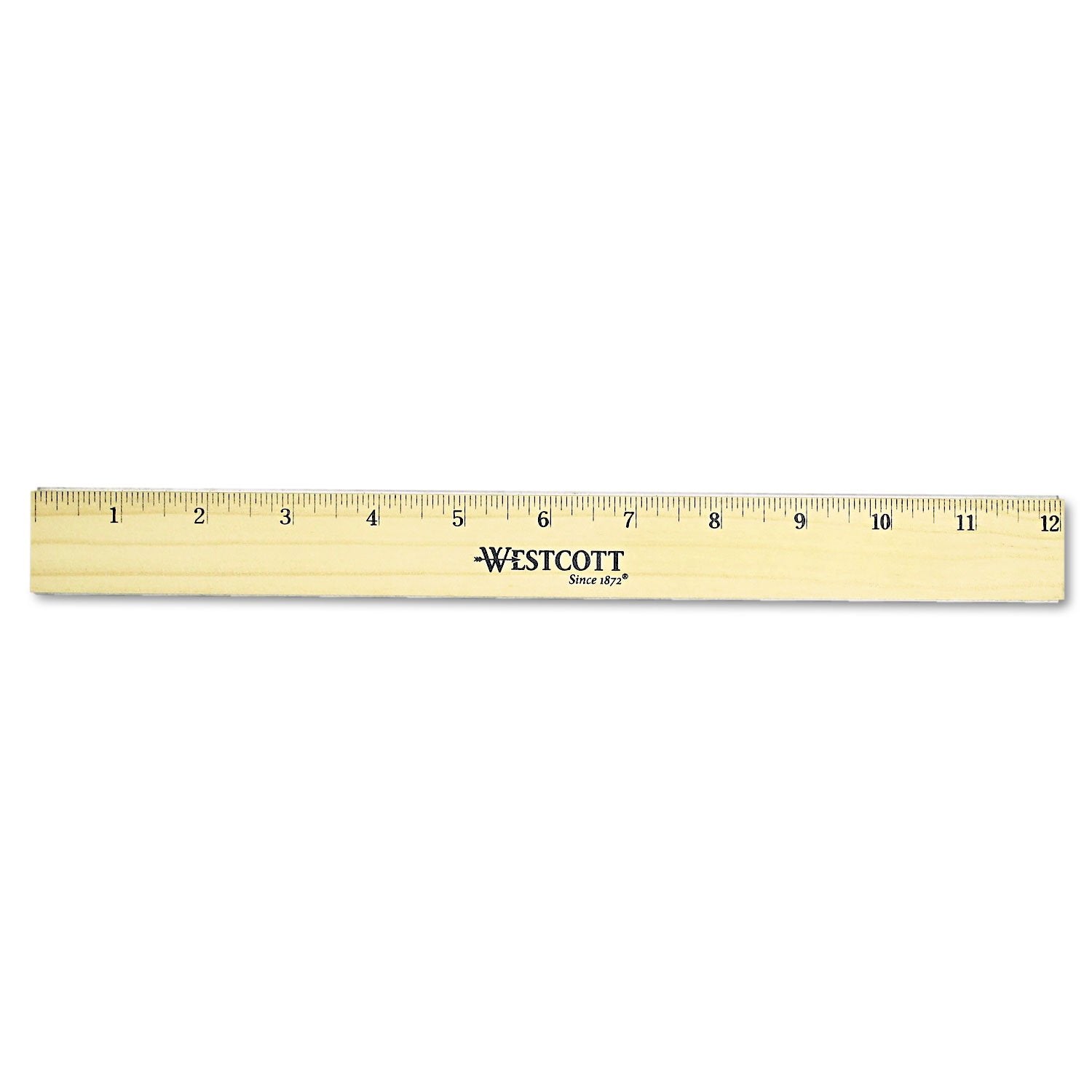 Westcott Ruler with Double Brass Edge, 12-Inch (05221), Wood