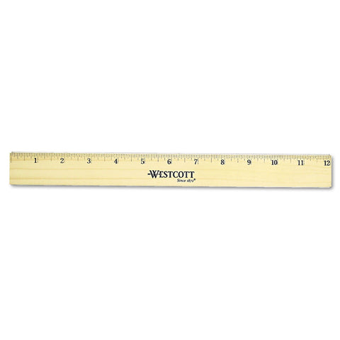 Westcott Ruler with Double Brass Edge, 12-Inch (05221), Wood