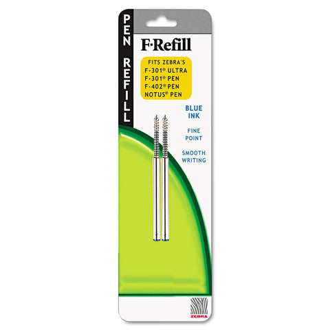 Zebra 85522 Refill for F-301/Ultra/301A, F-402, Spiral Ballpoint, Fine, Blue, 2/Pack