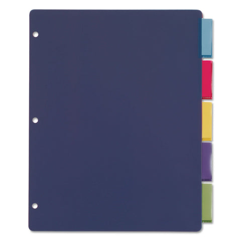 Cardinal Binder Dividers, 5 Multicolor Tabs with Inserts, Flexible Lightweight Plastic Dividers For 3 Ring Binders