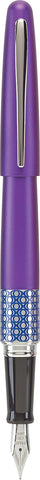 PILOT MR Retro Pop Collection Fountain Pen in Gift Box, Purple Barrel with Elipse Accent, Medium Point Stainless Steel Nib, Refillable Black Ink (91444)
