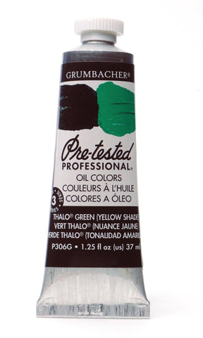 Grumbacher Pre-Tested Oil Paint, 37ml/1.25 Ounce, Thalo Green (Yellow Shade) (P306G)