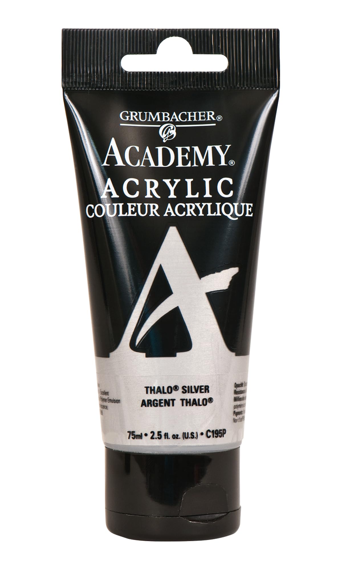 Grumbacher Academy Acrylic Paint, Gloss, 75ml/2.5 oz. Plastic Tube, Thalo Silver (C195P)