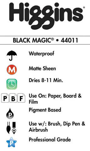 Higgins Black Magic Pigmented Drawing Ink, 1 Ounce Bottle (44011)