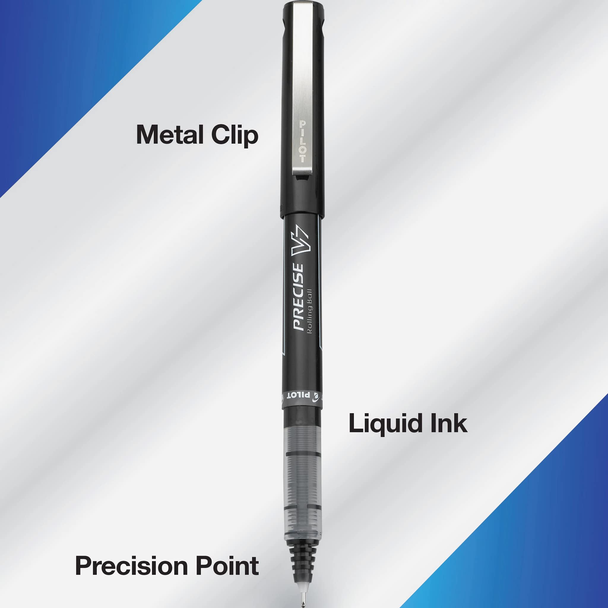 Pilot Precise V7 Capped Liquid Ink Rollerball Pens, Fine Point Ink Pens 0.7 mm, Colored Pens, Limited Edition Assorted Colors, Pack of 9 - Ideal for School, Journaling, & Office Writing