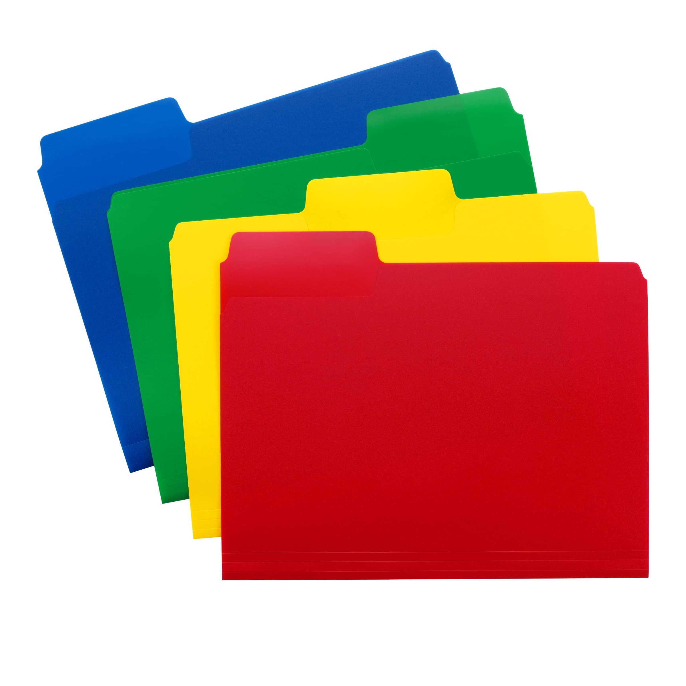 Smead Poly File Folders, SuperTab, 1/3-Cut Tabs, File Folders Letter Size, Assorted Primary Colors, Office Supplies, School Supplies, 12 Count (10516)