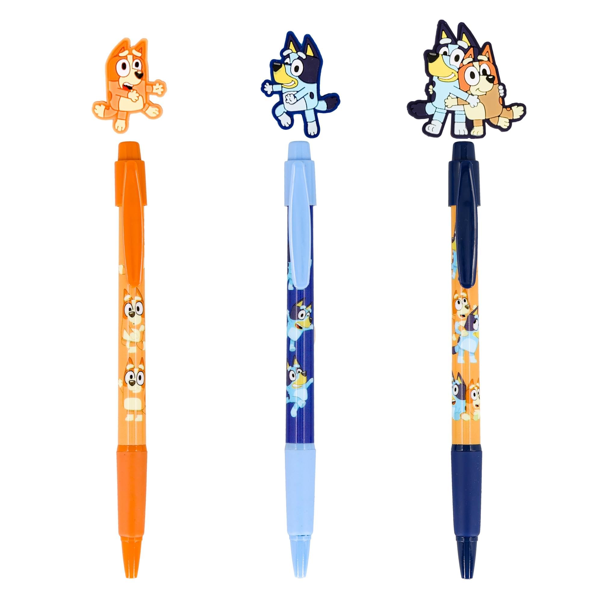 Innovative Designs Bluey and Bingo 3pk Character Pens with Rubber Clips