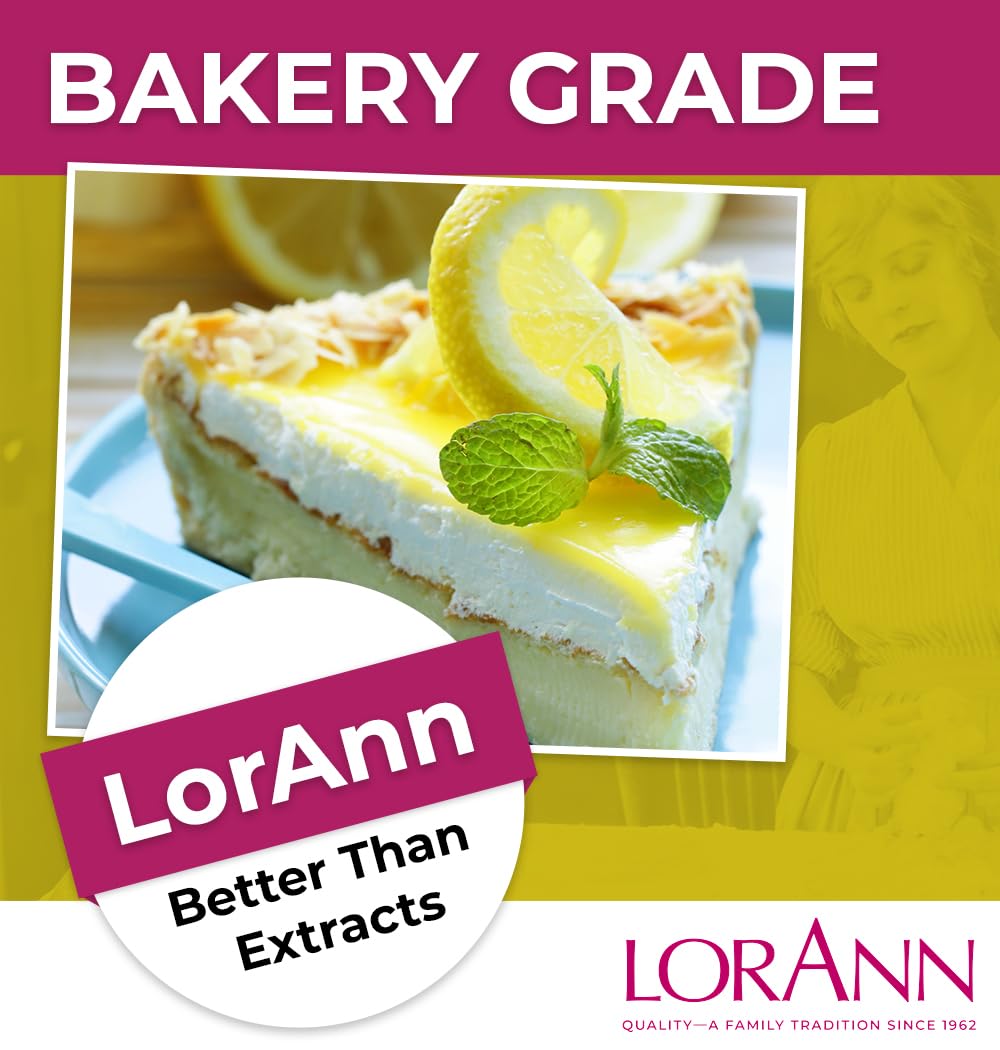 Lorann Oils Lemon Bakery Emulsion: Tangy Lemon Essence, Perfect for Amplifying Citrus Tones in Cakes, Cookies & Desserts, Gluten-Free, Keto-Friendly, Lemon Extract Alternative Essential