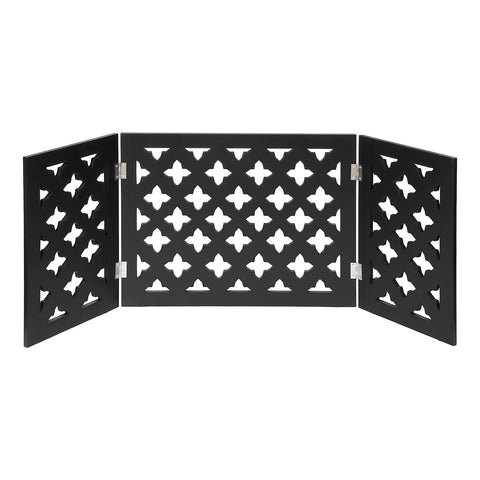Indoor/Outdoor Solid Wood Starlight Design Freestanding Foldable Adjustable 3-Section Pet Gate