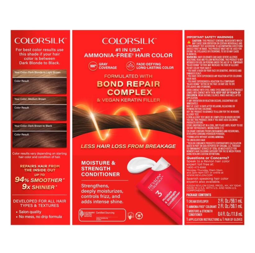 Revlon ColorSilk Hair Color [43] Medium Golden Brown 1 ea (Pack of 6)