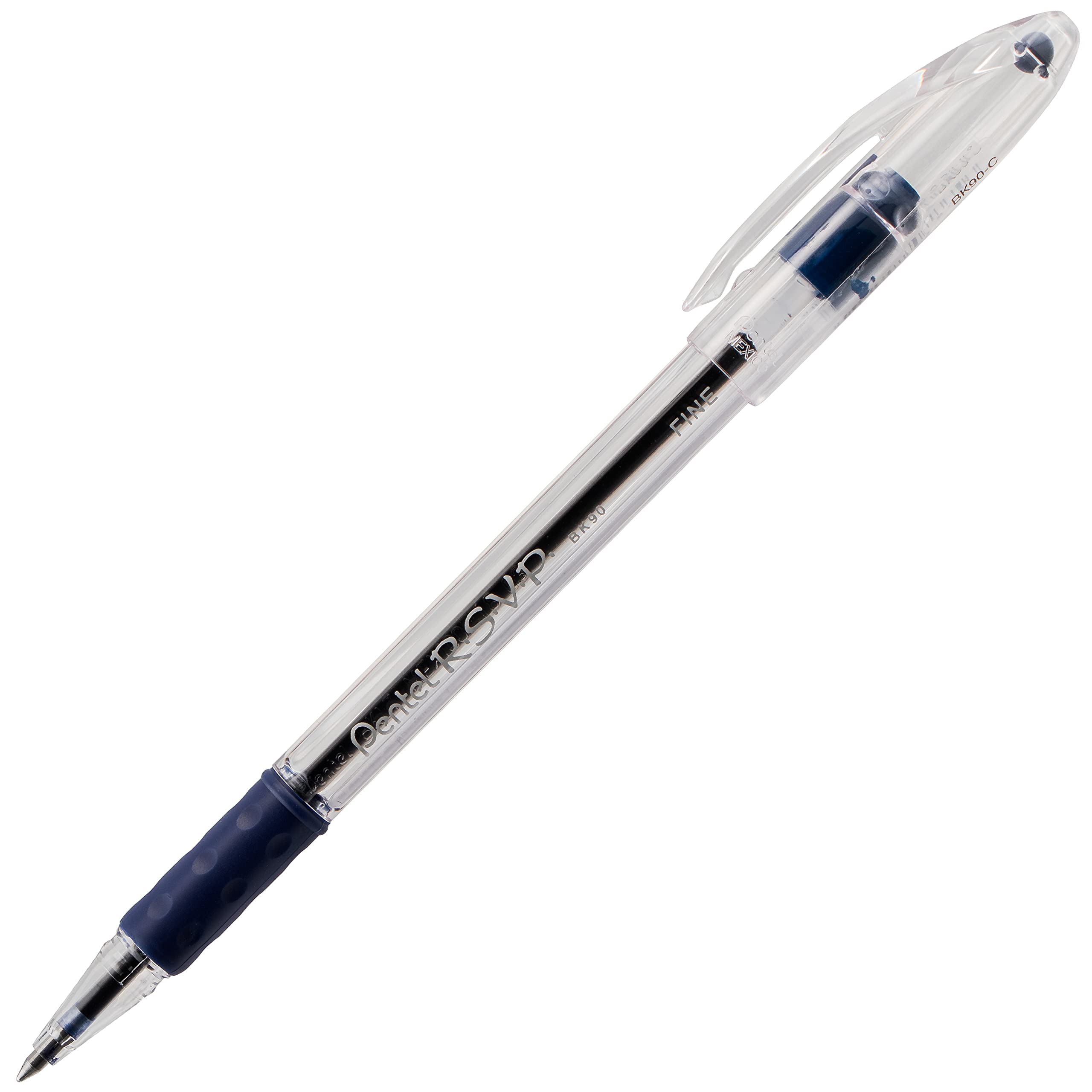 Pentel RSVP Ballpoint Pen, Fine Line, (0.7mm), Blue Ink (BK90BP5C) (Pack of 1, 5 Count Total)