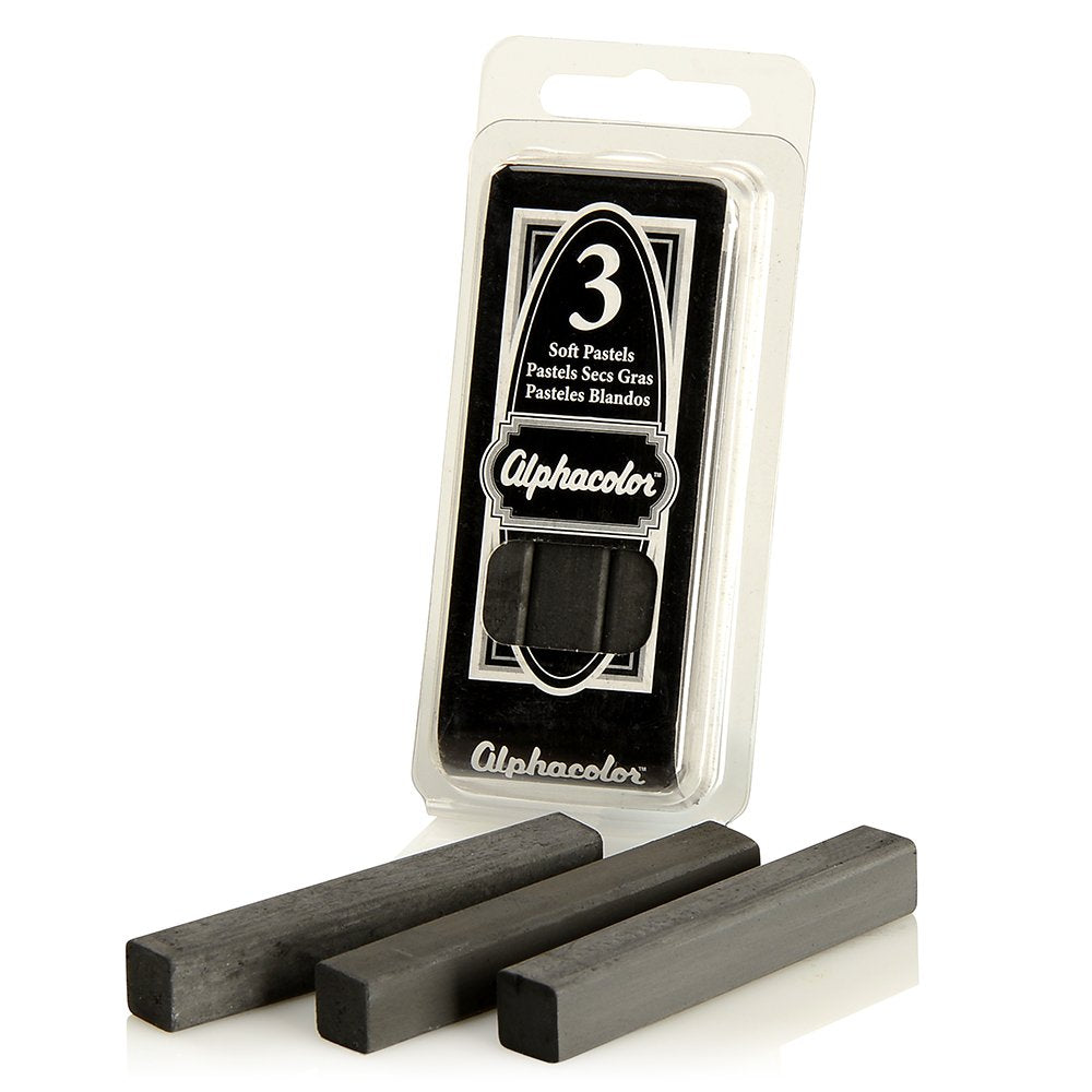 Derwent Alphacolor Soft Pastels, Charcoal, 3 Pastels per Pack (105C)