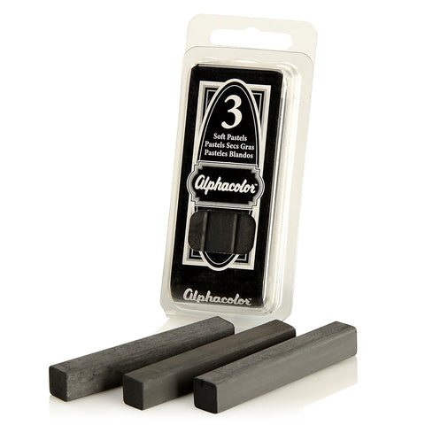 Derwent Alphacolor Soft Pastels, Charcoal, 3 Pastels per Pack (105C)