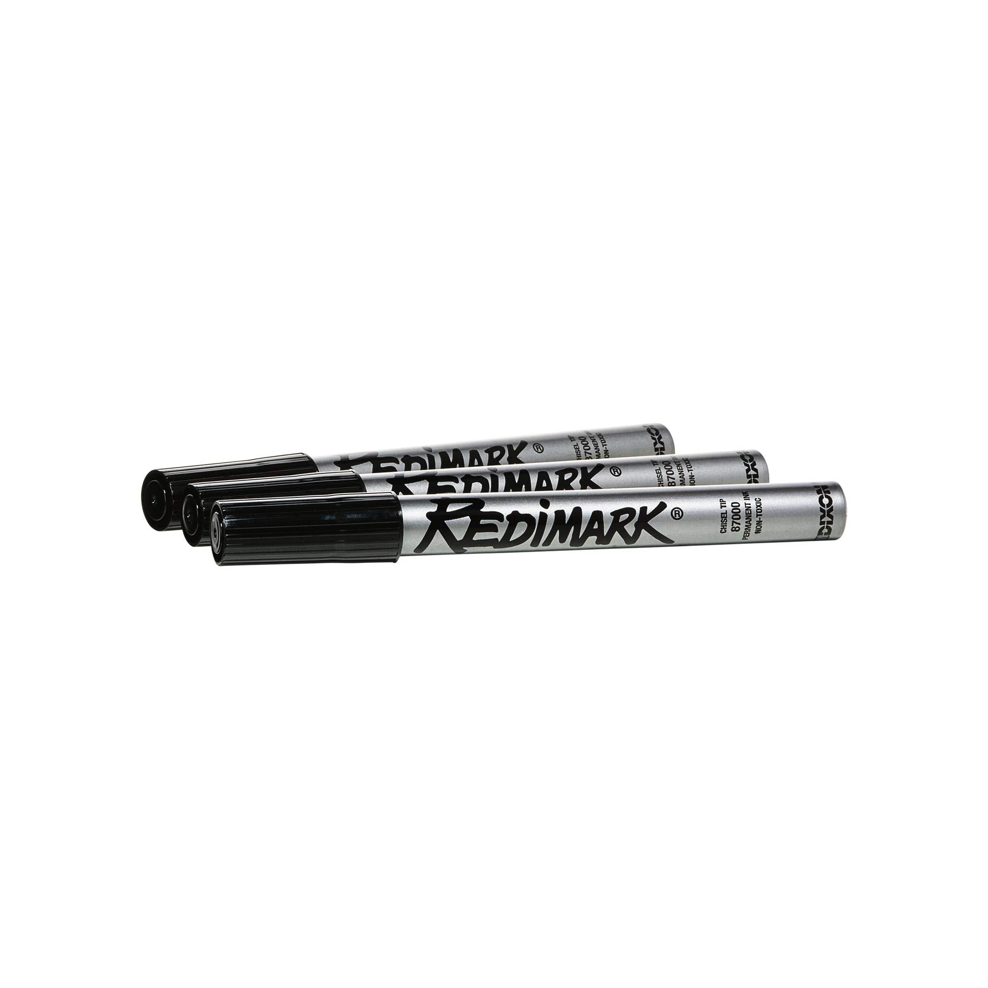Dixon Industrial RediMark Permanent Markers, Chisel Point, Metal Barrel, Box of 12 Markers, Black (87170)