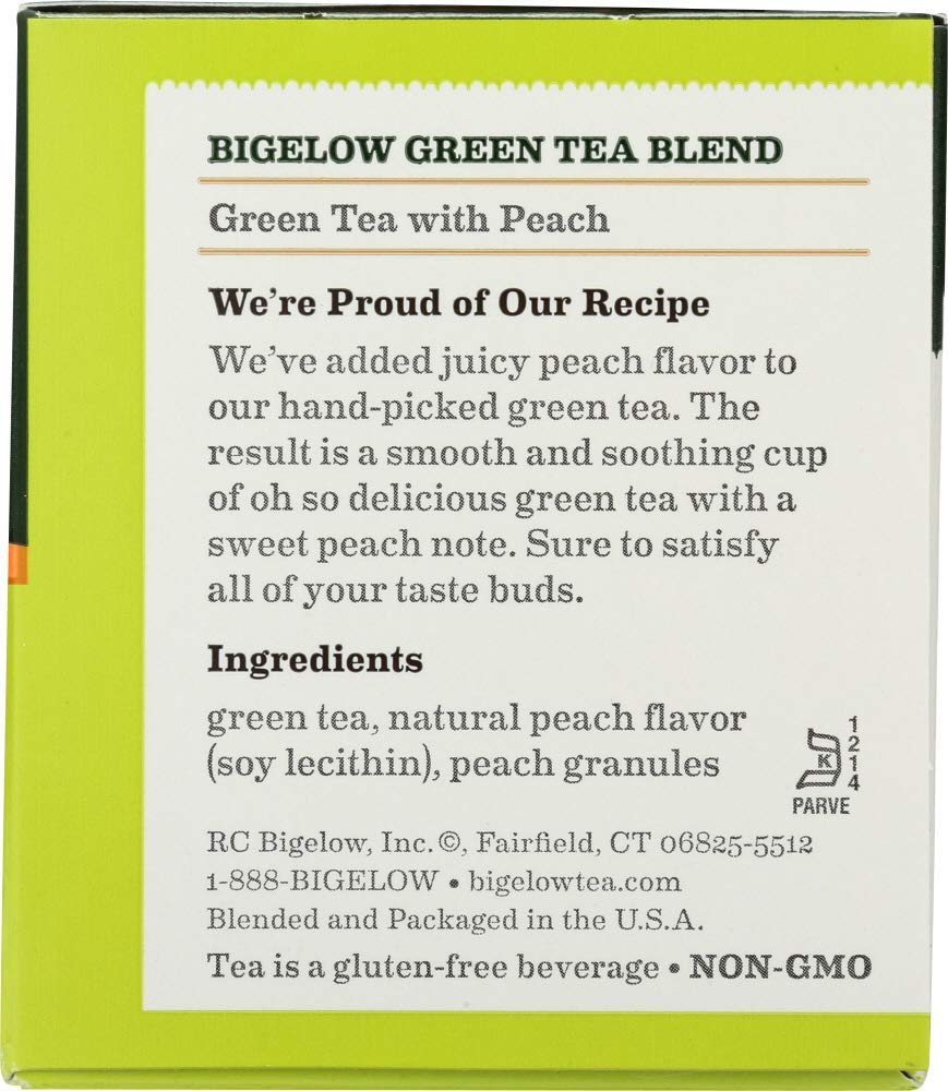 Bigelow Tea, 20 Bags - Green Peach (3 Pack)
