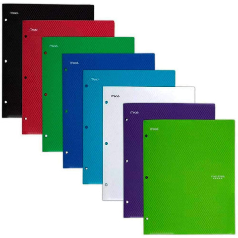 Five Star 2 Pocket Folders, Stay-Put Folders, Plastic Colored Folders with Pockets & Prong Fasteners for 3-Ring Binders, Assorted - Color Selected For You, 1 Count (33342)