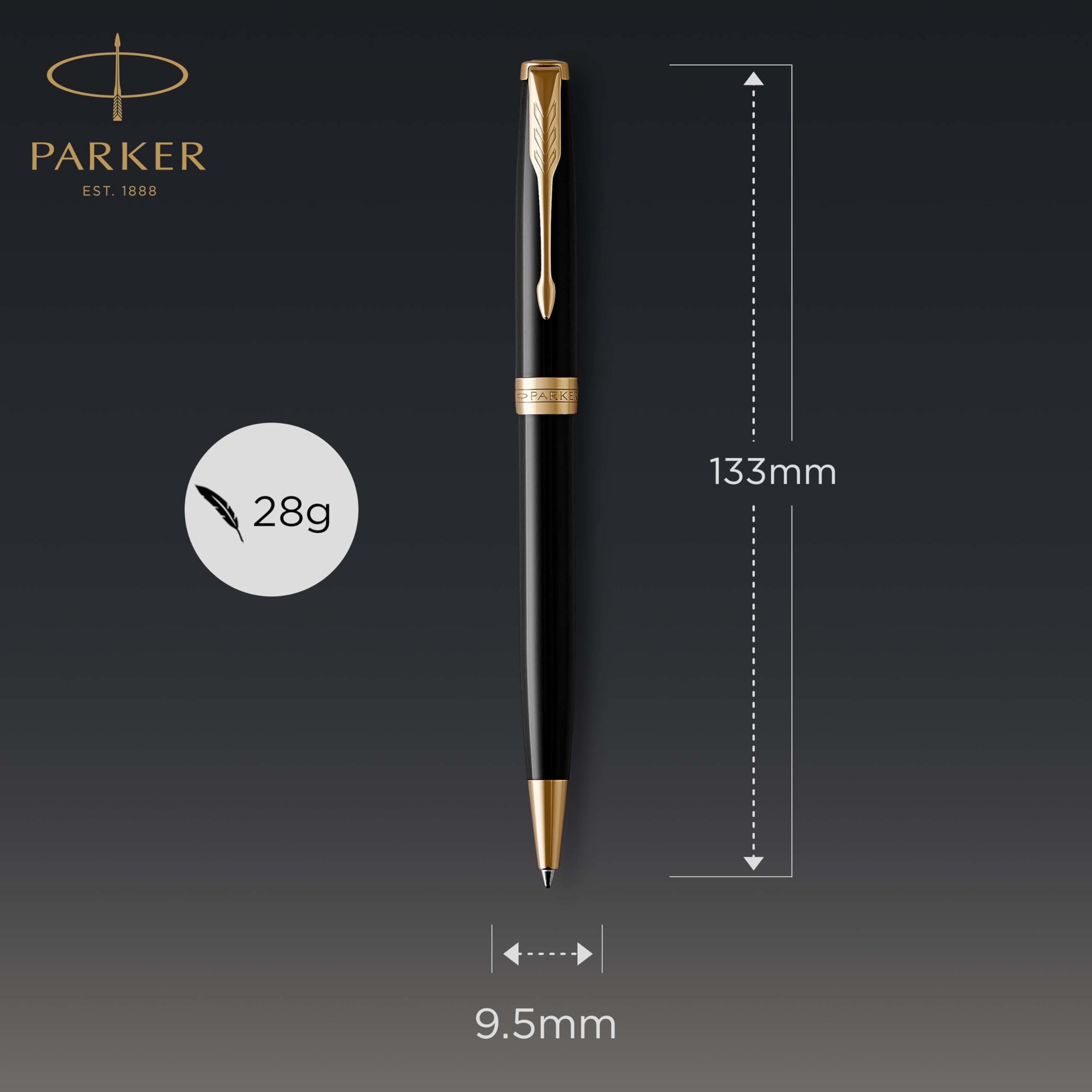 Parker Sonnet Ballpoint Pen Black Lacquer with Gold Trim Medium Point Black Ink (1931497)