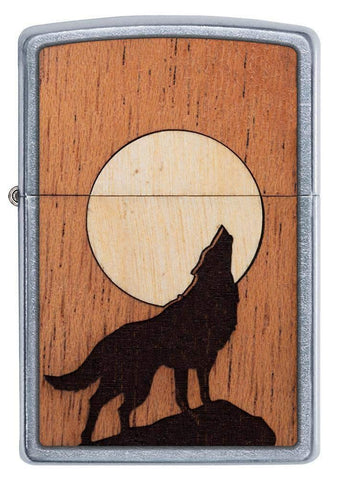 Zippo Woodchuck USA Howling Wolf Street Chrome Pocket Lighter, Street Chrome Howling Snake, One Size