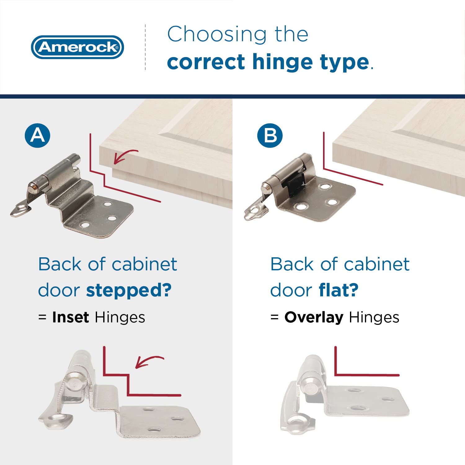 Amerock | Cabinet Hinge | Variable Overlay | Satin Nickel | 2 Pack | Self-Closing | Face Mount | Cabinet Door