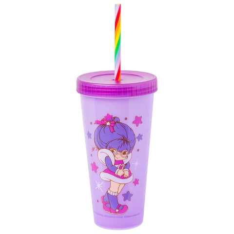 Silver Buffalo Rainbow Brite 4 pack Color Change Plastic Tumbler Set Featuring Rainbow Brite, Patty O’Green, La La Orange, and Shy Violet, 24 Ounces