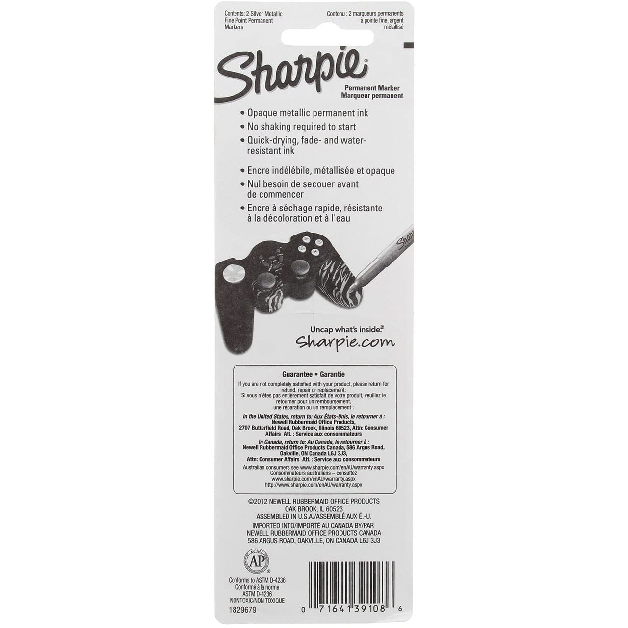 SHARPIE Metallic Permanent Markers, Fine Point, Silver, 2 Count