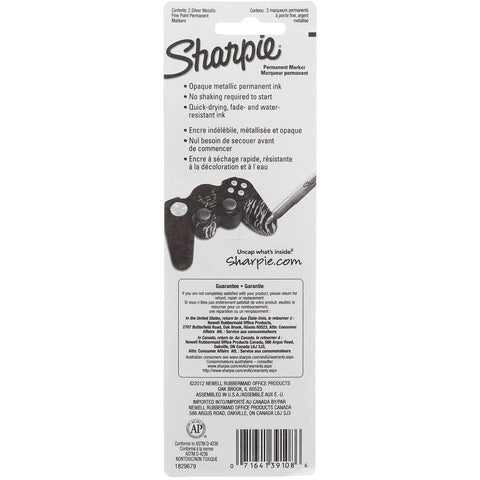 SHARPIE Metallic Permanent Markers, Fine Point, Silver, 2 Count