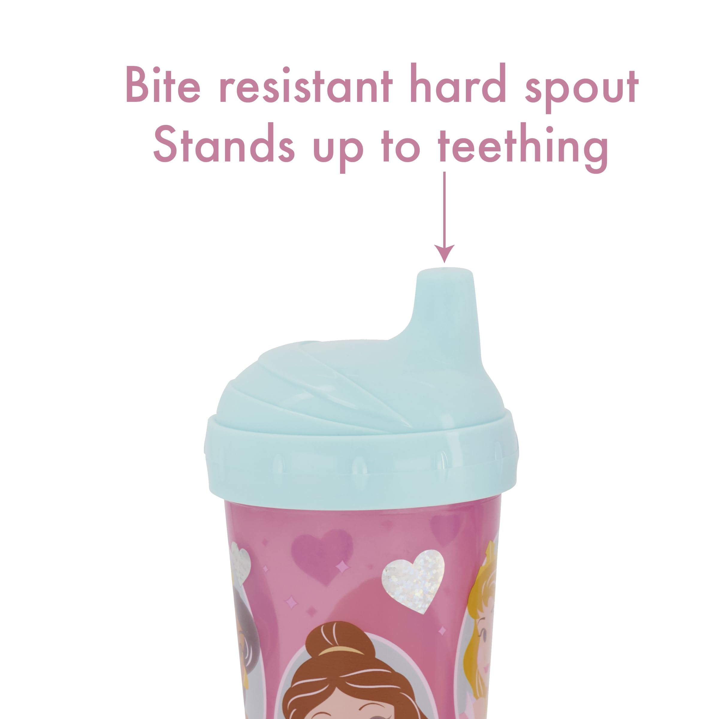 Disney Toddler Sipper Cups for Girls | 10 Ounce Princess Sipper Cup Pack of Two | Durable Blue Leak Proof Travel Water Bottle for Toddlers
