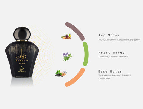 Khadlaj Zayaan Gold – Spicy, Fruity, Aromatic, Amber – Eau de Parfum Spray Long-Lasting Fragrance for Men, 3.4 Ounce / 100ml