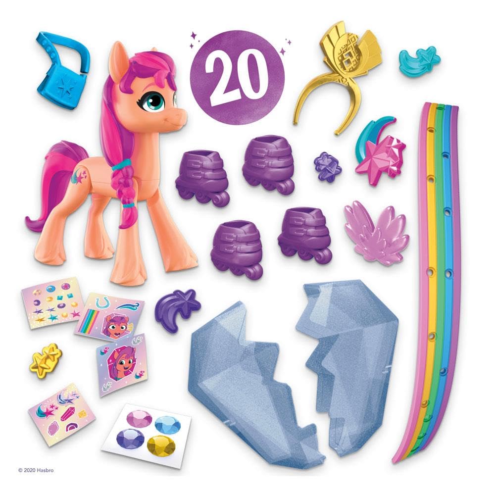 My Little Pony: A New Generation Movie Crystal Adventure Sunny Starscout - 3-Inch Orange Pony Toy, Surprise Accessories, Bracelet (Accessory Colors May Vary)