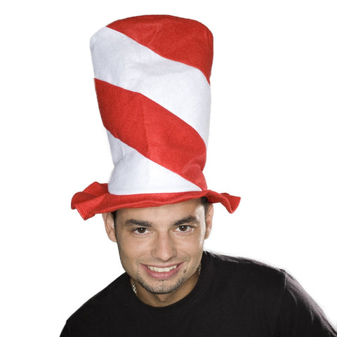 Red and White Party Swirl Stove Pipe Top Hat